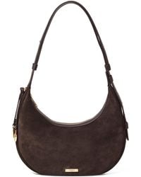 Aspinal of London - Small Suede Hudson Crescent Shoulder Bag - Lyst
