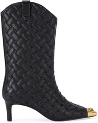 Kurt Geiger - Leather Cyrstal Embellished Regent Boots 65 - Lyst