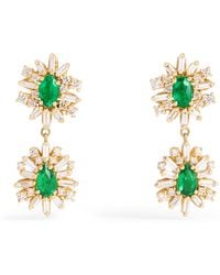 Suzanne Kalan - Diamond And Emerald One Of A Kind Drop Earrings - Lyst