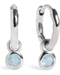 Monica Vinader - Sterling And Aquamarine March Birthstone Huggie Earrings - Lyst