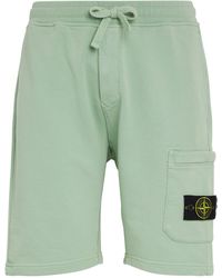 Stone Island - Cotton Fleece Compass Logo Shorts - Lyst