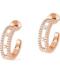 Messika - Rose Gold And Diamond Move Classique Hoop Earrings - Lyst