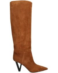 Versace - Leather V-Heel Knee-High Boots 85 - Lyst