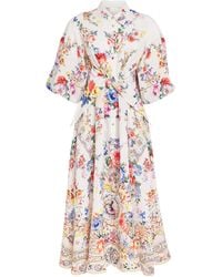 CAMILLA - Linen Tie-Waist Midi Shirt Dress - Lyst