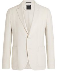 Zegna - Linen-wool Single-breasted Crossover Blazer - Lyst