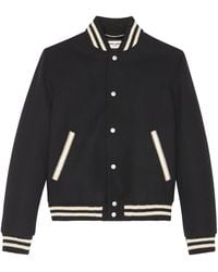 Saint Laurent - Wool-Rich Logo Bomber Jacket - Lyst