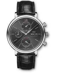 IWC Schaffhausen Stainless Steel Portofino Chronograph Watch 42mm - Black