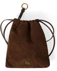 Miu Miu - Suede Drawstring Pouch - Lyst
