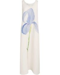 Lafayette 148 New York - Silk-Linen Iris Print Maxi Dress - Lyst