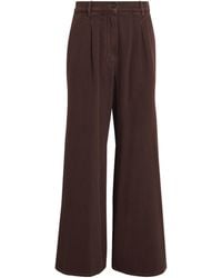 Weekend by Maxmara - Cotton Pleated Wide-Leg Trousers - Lyst