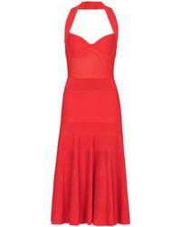 Balmain - Halterneck Pleated Knit Midi Dress - Lyst