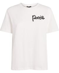 Maje - Cotton Paris Embroidered T-Shirt - Lyst