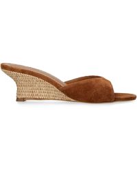 STAUD - Suede-Raffia Brigitte Wedge Sandals 60 - Lyst