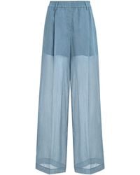 Brunello Cucinelli - Cotton Organza Wide-Leg Trousers - Lyst