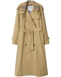 Burberry - Check Collar Long Castleford Trench Coat - Lyst