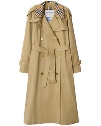 Burberry - Check Collar Long Castleford Trench Coat - Lyst