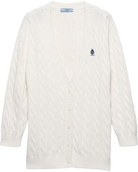 Prada - Cotton Cable-Knit Cardigan - Lyst