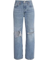 RE/DONE - Distressed Mid-Rise Straight Jeans - Lyst