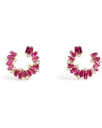 Suzanne Kalan - Diamond And Ruby Frenzy Spiral Earrings - Lyst