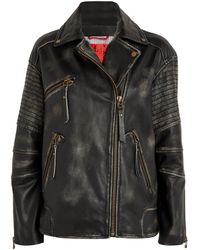 MAX&Co. - Oversized Leather Jacket - Lyst