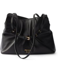 Prada - Small Dada Leather Shoulder Bag - Lyst
