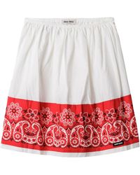 Miu Miu - Bandana Printed Cotton Poplin Miniskirt - Lyst