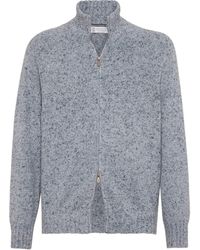 Brunello Cucinelli - Flecked Cashmere Zip-Up Sweater - Lyst