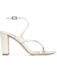 Jimmy Choo - Azie 85 Leather Embellished Sandals - Lyst