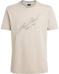 Emporio Armani - Cotton Embroidered Logo T-Shirt - Lyst