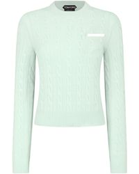 Tom Ford - Stretch-Wool Cable Knit Sweater - Lyst