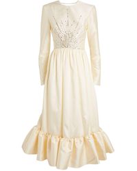 bcbgmaxazria embroidered organza midi dress