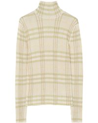 Burberry - Check Funnel Neck Sweater - Lyst