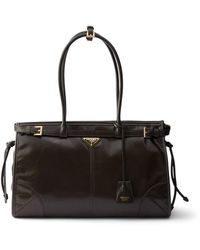 Prada - Large Leather Bonnie Shoulder Bag - Lyst