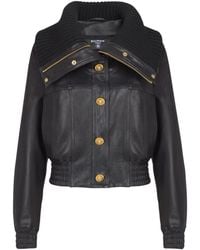 Balmain - Leather Bomber Jacket - Lyst