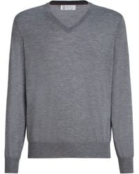 Brunello Cucinelli - Cashmere-Silk V-Neck Sweater - Lyst