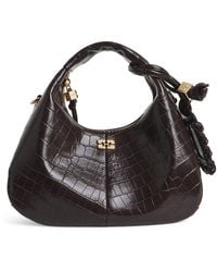 Ganni - Mini Croc-Embossed Top-Handle Bag - Lyst