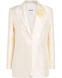 Sandro - Satin Flower-Corsage Blazer - Lyst