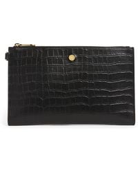 Harrods - Medium Croc-Embossed Leather Pouch - Lyst