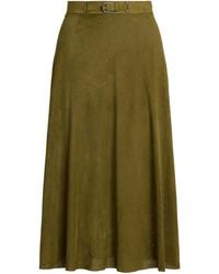 Ralph Lauren - Lamb Suede Kensley Midi Skirt - Lyst