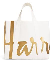 Harrods - Large Cotton Logo Tote Bag - Lyst