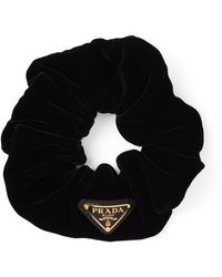 Prada - Cotton-Velvet Logo Scrunchie - Lyst