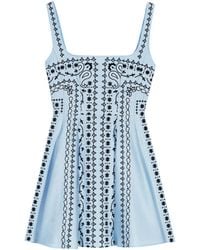 Maje - Linen-Blend Embroidered Mini Dress - Lyst