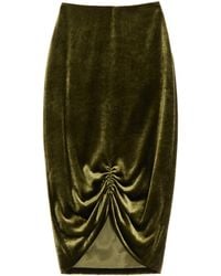 Valentino - Velvet Gathered Midi Skirt - Lyst