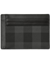 Burberry - Check Leather-trim Money Clip Card Holder - Lyst
