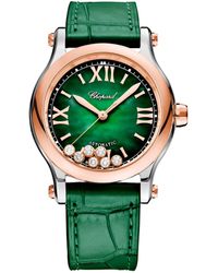 Chopard - Rose Gold And Diamond Happy Sport Watch 36mm - Lyst
