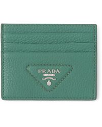 Prada - Leather Triangle Card Holder - Lyst