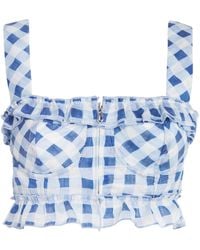 Sandro - Linen-Blend Gingham Crop Top - Lyst