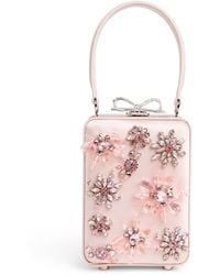 Self-Portrait - Mini Satin Crystal-Embellished Top-Handle Bag - Lyst