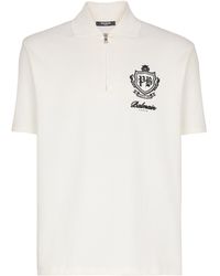 Balmain - Cotton College Emblem Polo Shirt - Lyst