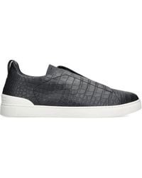 ZEGNA - Crocodile Leather Triple Stitch Secondskin Sneakers - Lyst
